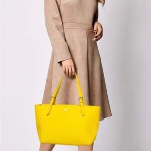 Tory Burch Bright Yellow Leather Tote